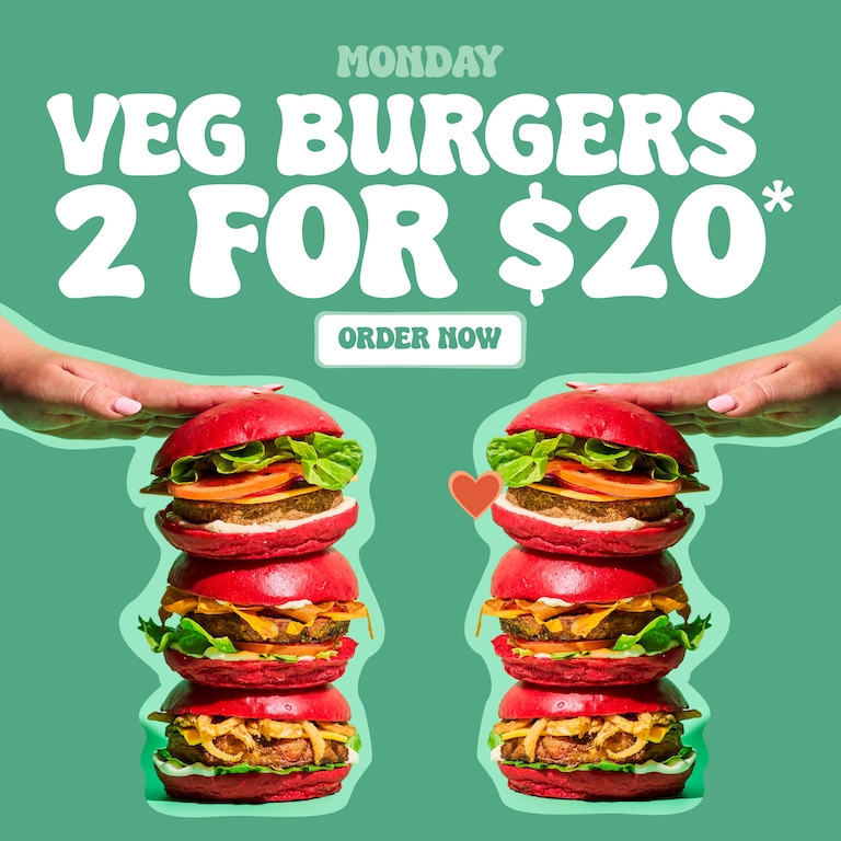 Veg Burgers 2 FOR $20 at YOMG on Mondays