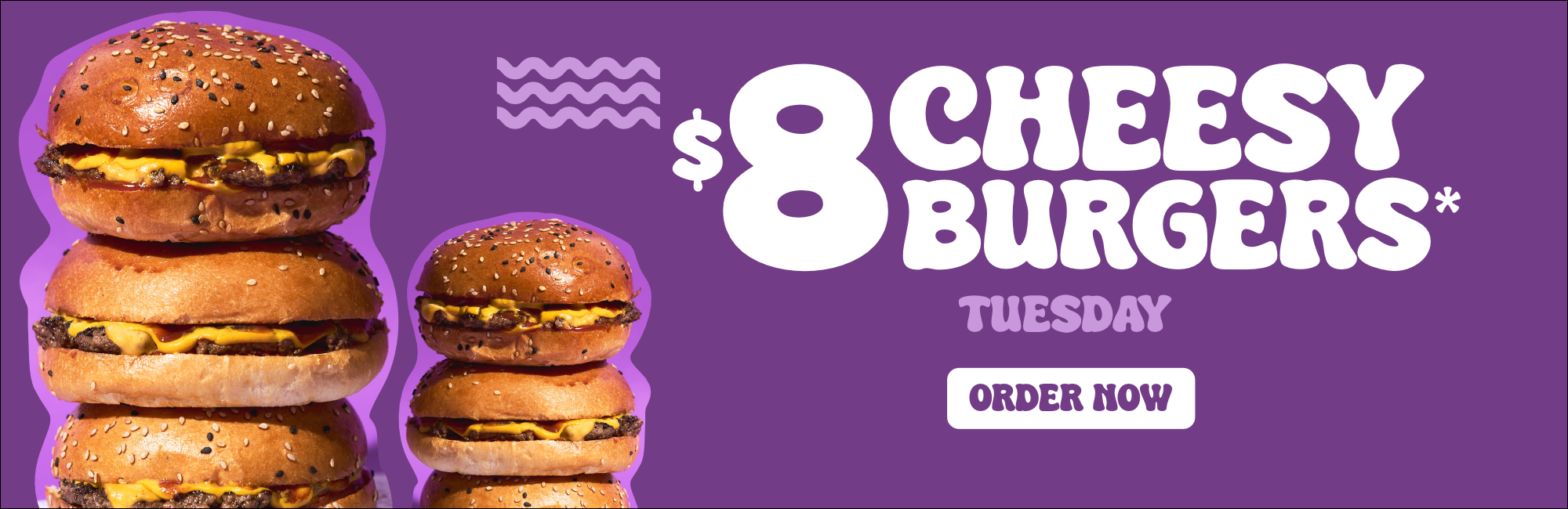 YOMG Tuesday $8 Cheesy Burgers