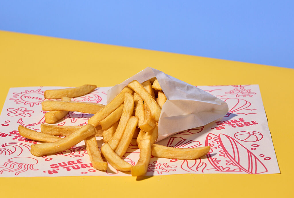 Fat Chips from YOMG ~ a bag of hot chips, plain salt w choice of ketchup or vinegar on side