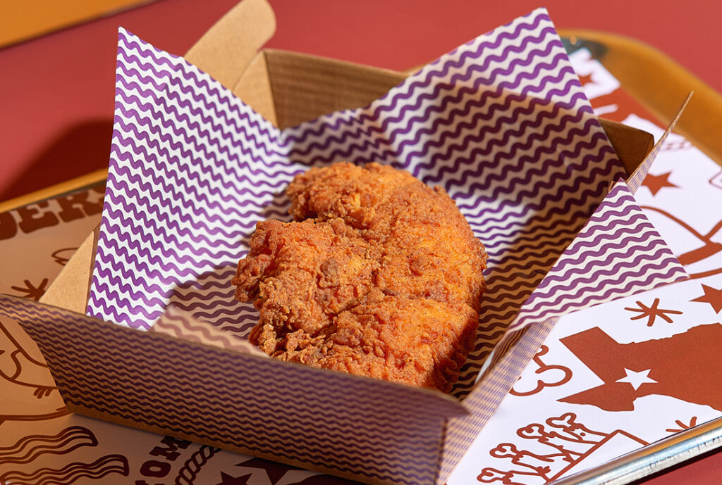 Cruncy Chicken Texan Tender #YOMGlimited Menu by YOMG ~ crunchy chicken texan tenders (3 pce), texan toast, secret seasoned waffle fries, with a choice of two dipping sauces