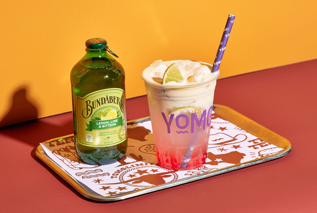 Watermelon Sugar High #YOMGlimited Menu by YOMG ~ Bundaberg Lemon Lime Bitters, watermelon, fresh lime, sweet cream cold foam, ice