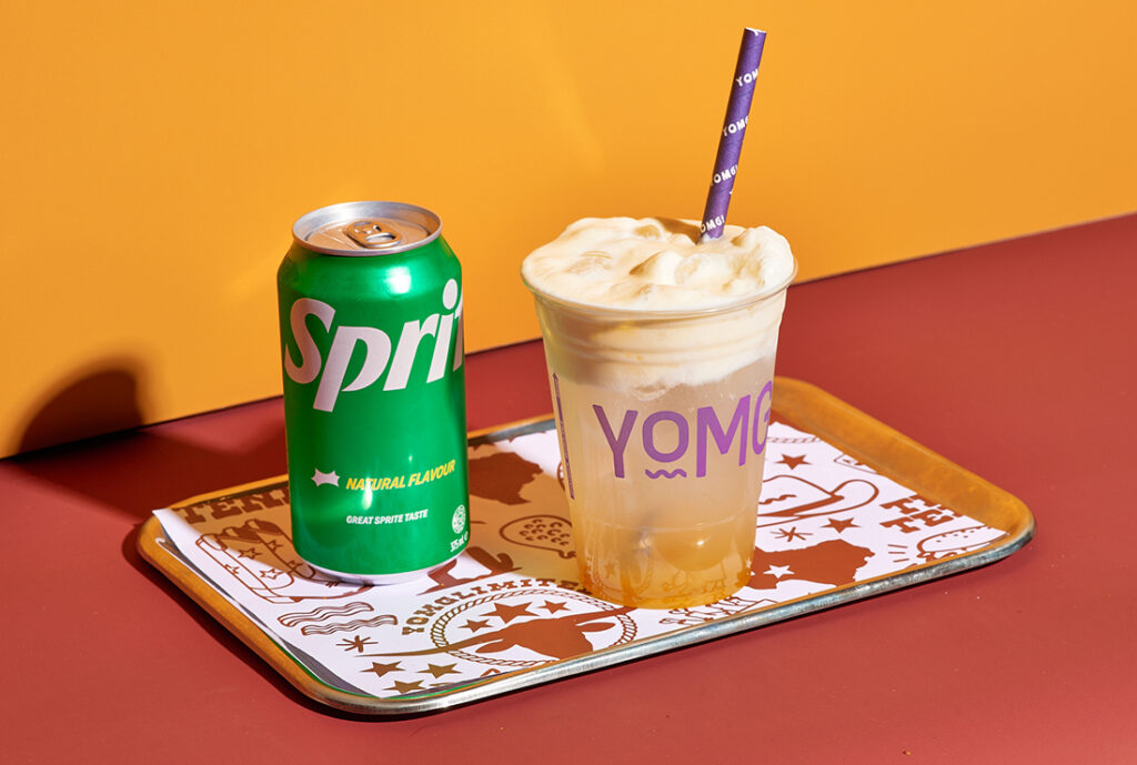 Yo So Pine #YOMGlimited Menu by YOMG ~ Sprite, pineapple, coconut syrup, sweet cream cold foam, ice