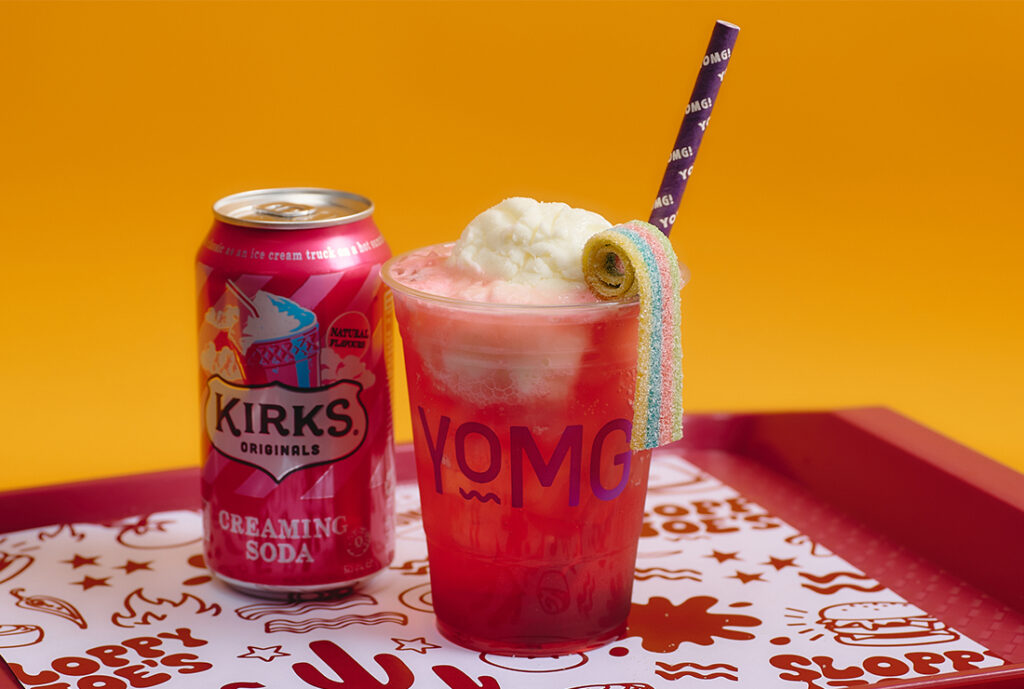 Creaming Soda Spider ~ Classic Coke®, vanilla ice-cream float, cherry syrup, sour gummy cola bottles, ice #YOMGlimited