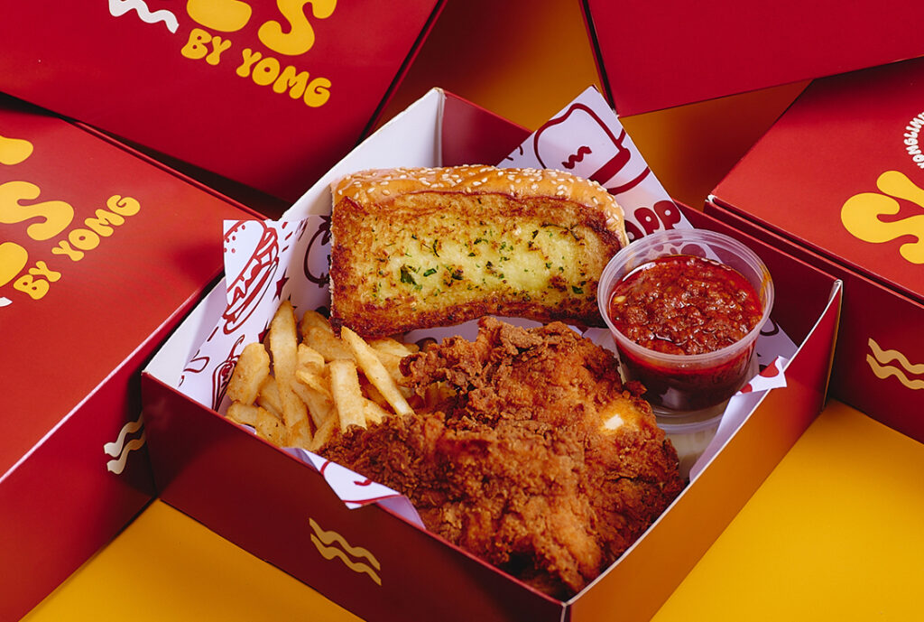Mr. Joe's Box Meal by YOMG ~ chicken tenders (3 pce), texan toast, sloppy joe sauce, bechamel sauce, secret seasoned fries #YOMGlimited menu