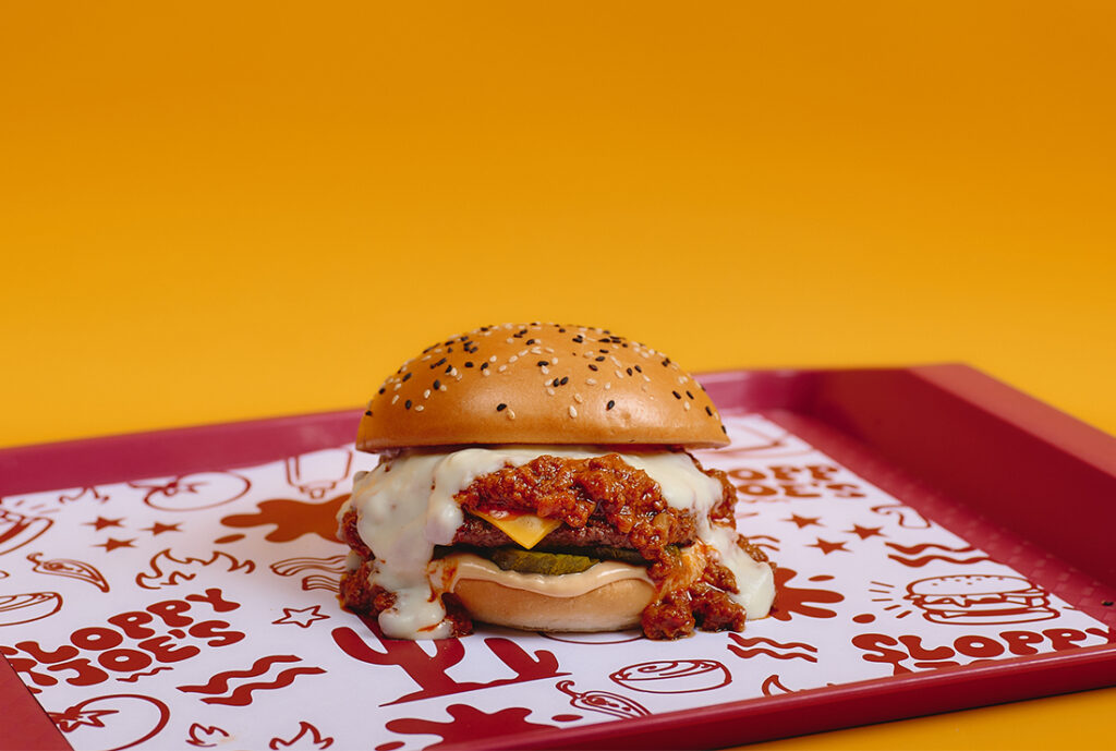 OG Sloppy Joe Burger by YOMG ~ beef, cheese, sloppy joe sauce, bechamel sauce, pickles, chipotle mayo #YOMGlimited Menu