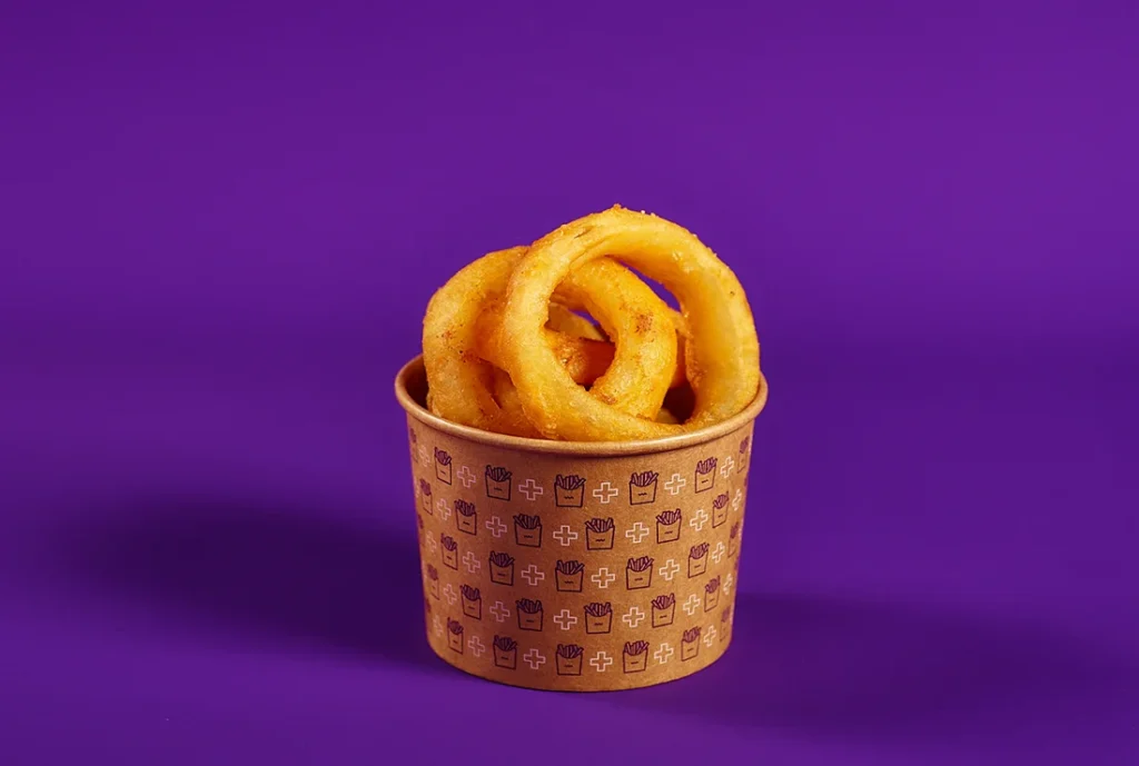 YOMG Onion Rings Snack Vegetarian Menu Item - with secret seasoning