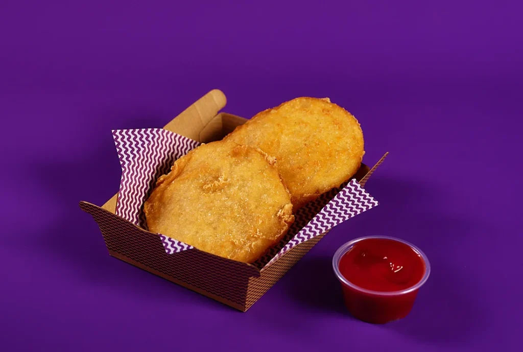 YOMG Potato Cakes Vegeterian Snack Menu Item - with plain salt & ketchup (2pce)