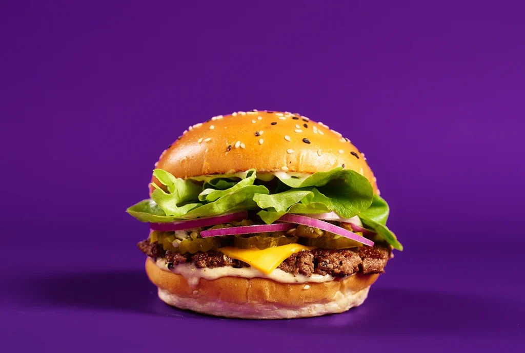 YOMG The Howler Angus Beef Spicy Burger Menu Item - beef, cheese, lettuce, onion, pickles, jalapeños, habanero mayo #yomgitsHOT