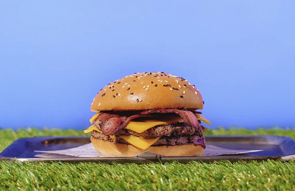 BBQ Bacon Double Cheeseburger by YOMG ~ double beef, double cheese, double bacon, BBQ sauce #YOMGlimited Menu