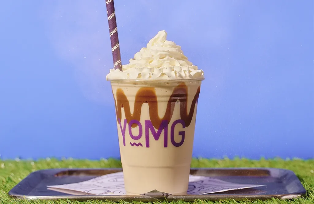Premiership Gold Shake by YOMG ~ honeycomb candy, malt, caramel fudge, white chocolate, gold dust, milk, ice-cream, whipped cream #YOMGlimited Menu